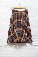 Cocoa Plaid Flare Skirt S