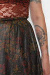 October Floral Leather Flare Skirt XS-M