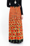 60s Poppy Print Maxi Skirt S