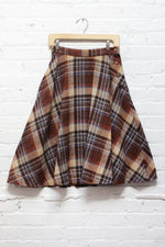 Cocoa Plaid Flare Skirt S