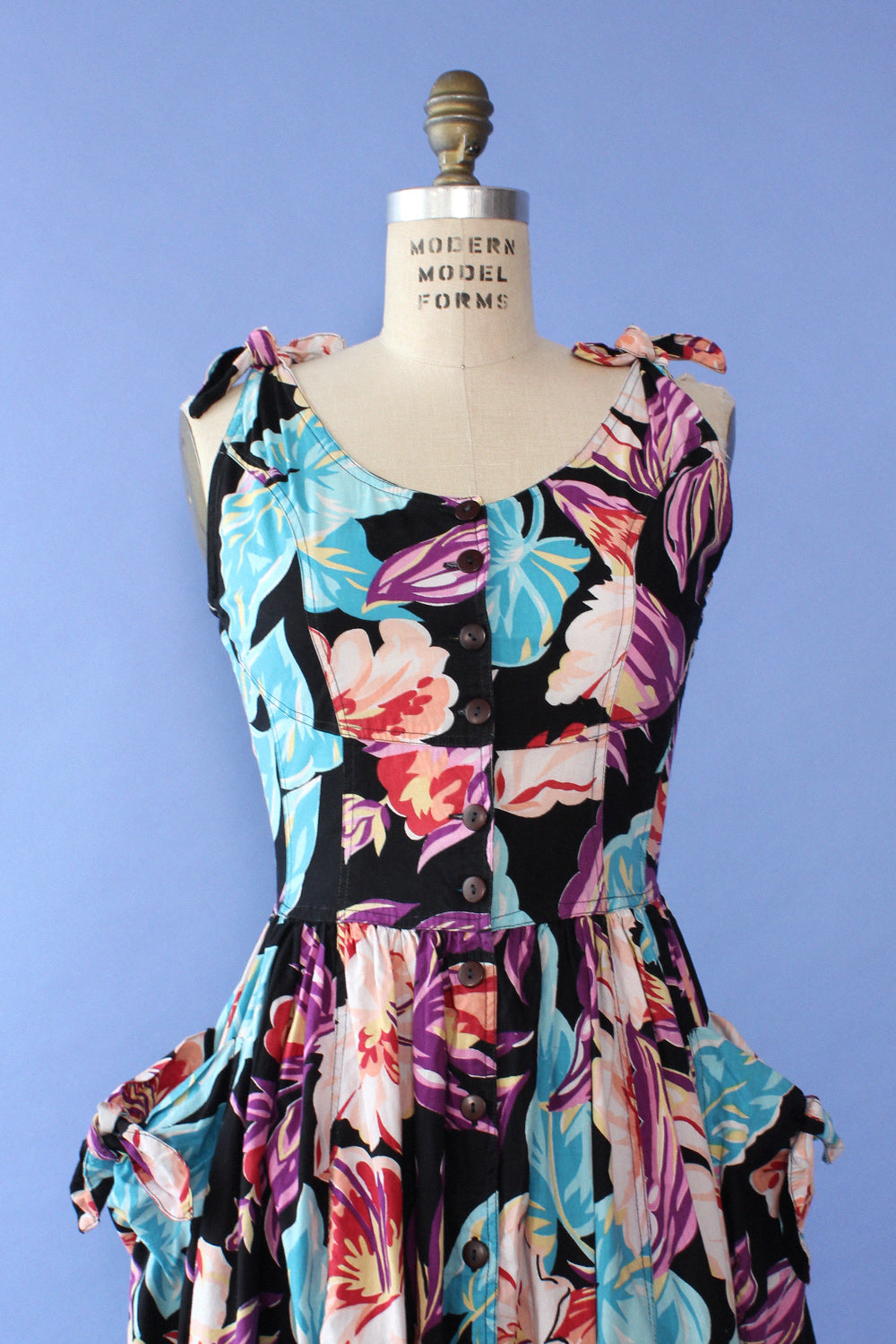 Nouveau Floral Apron Pocket Dress M