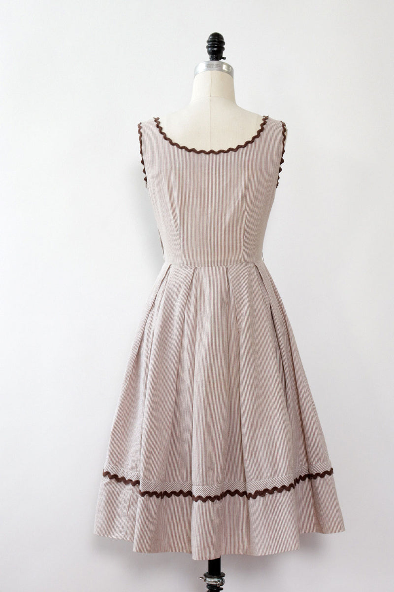Mocha Seersucker Dress S