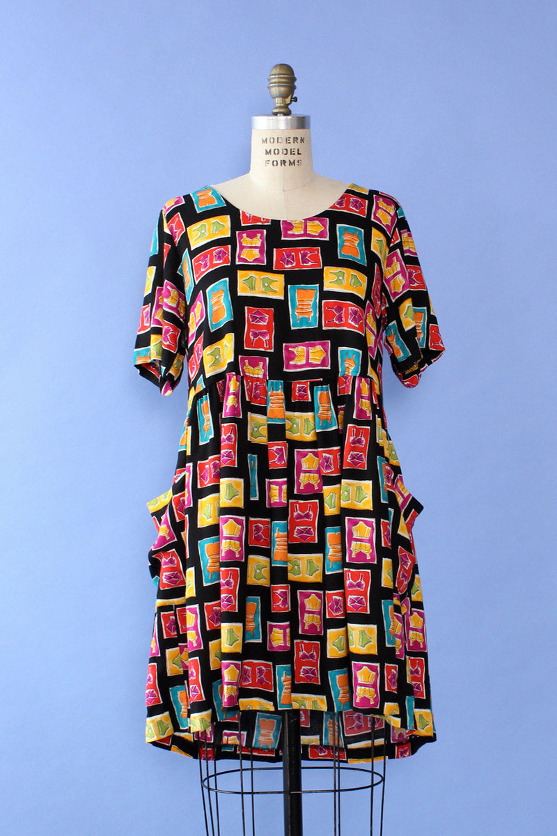 OOTD Novelty Print Smock Dress S/M