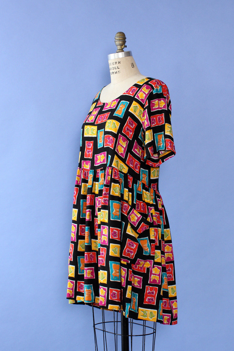 OOTD Novelty Print Smock Dress S/M