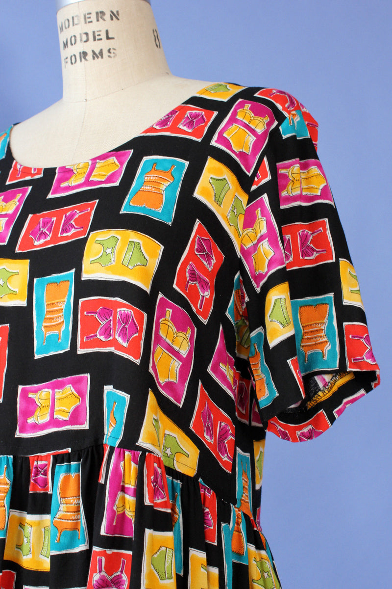 OOTD Novelty Print Smock Dress S/M