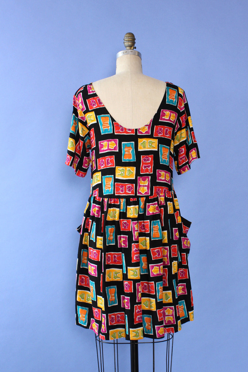 OOTD Novelty Print Smock Dress S/M
