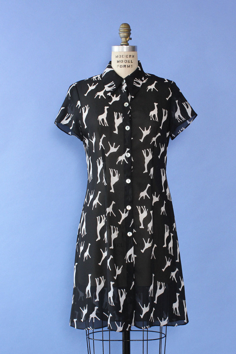 Sheer Giraffe Print Dress S/M
