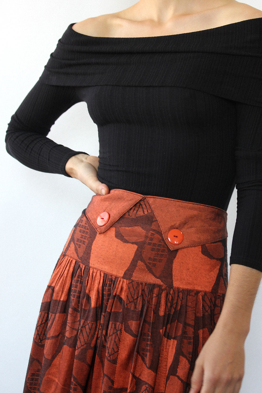Brick Pattern Midi Skirt S/M