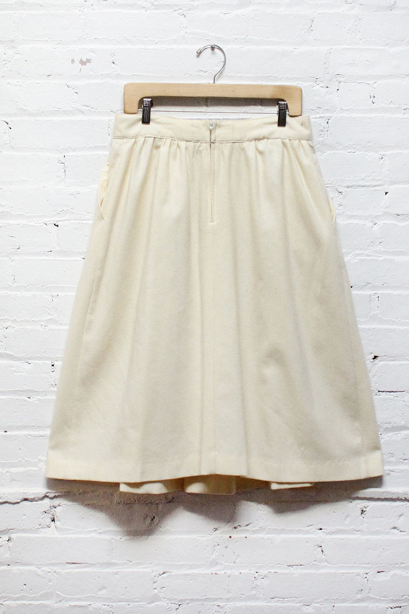 Cream Wool Full Skirt L