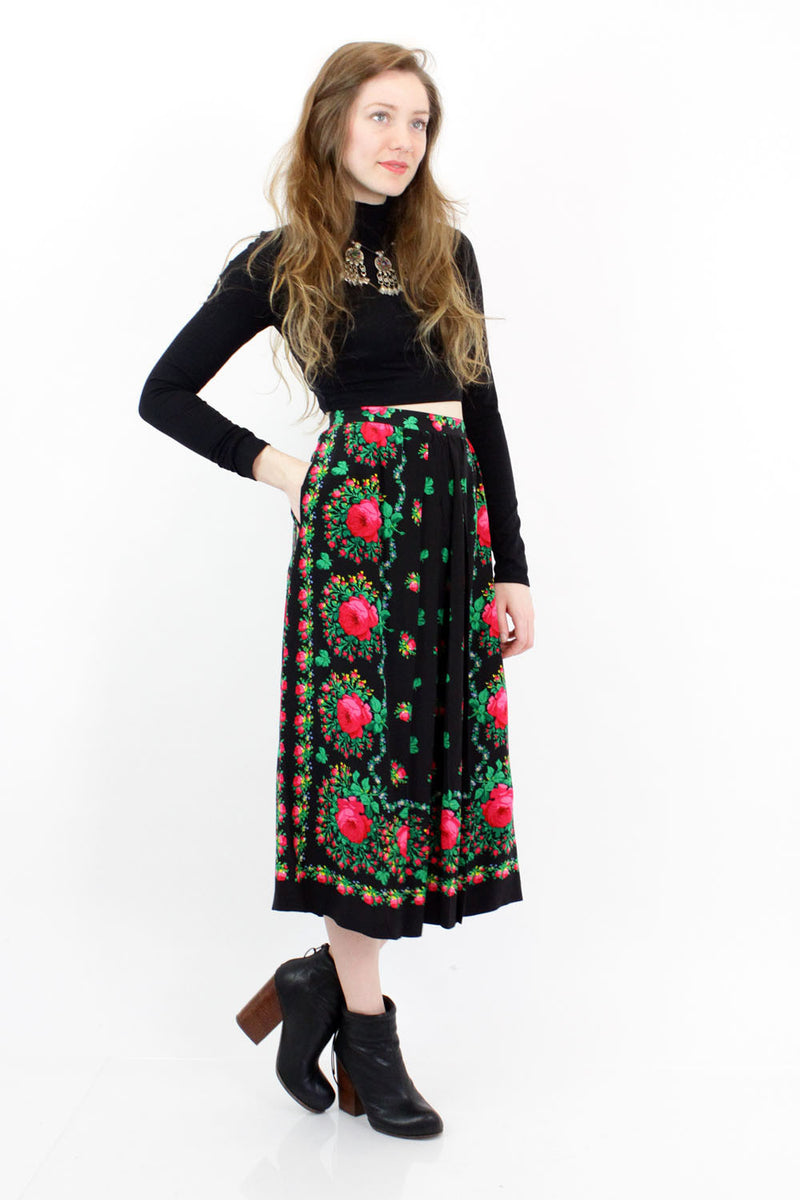 Silk Rose Babushka Skirt M/L