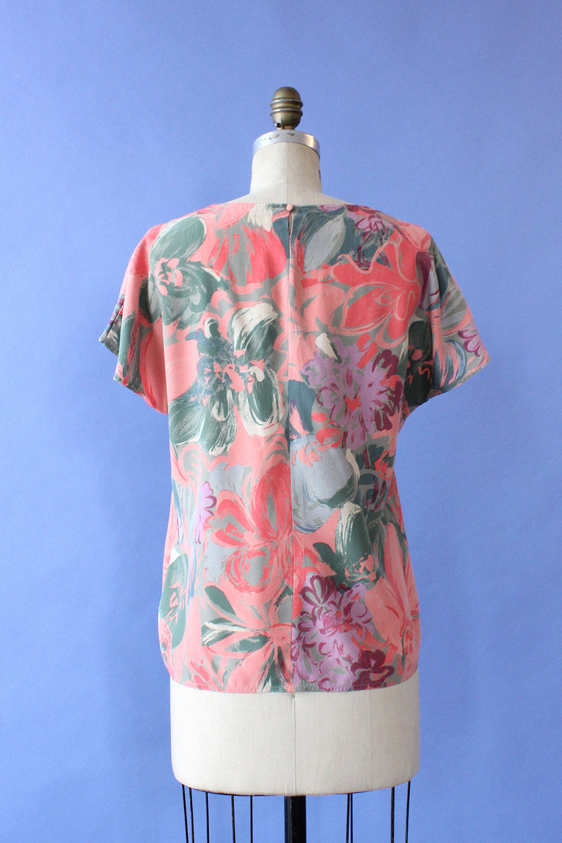 Painterly Peach Silk Top M/L