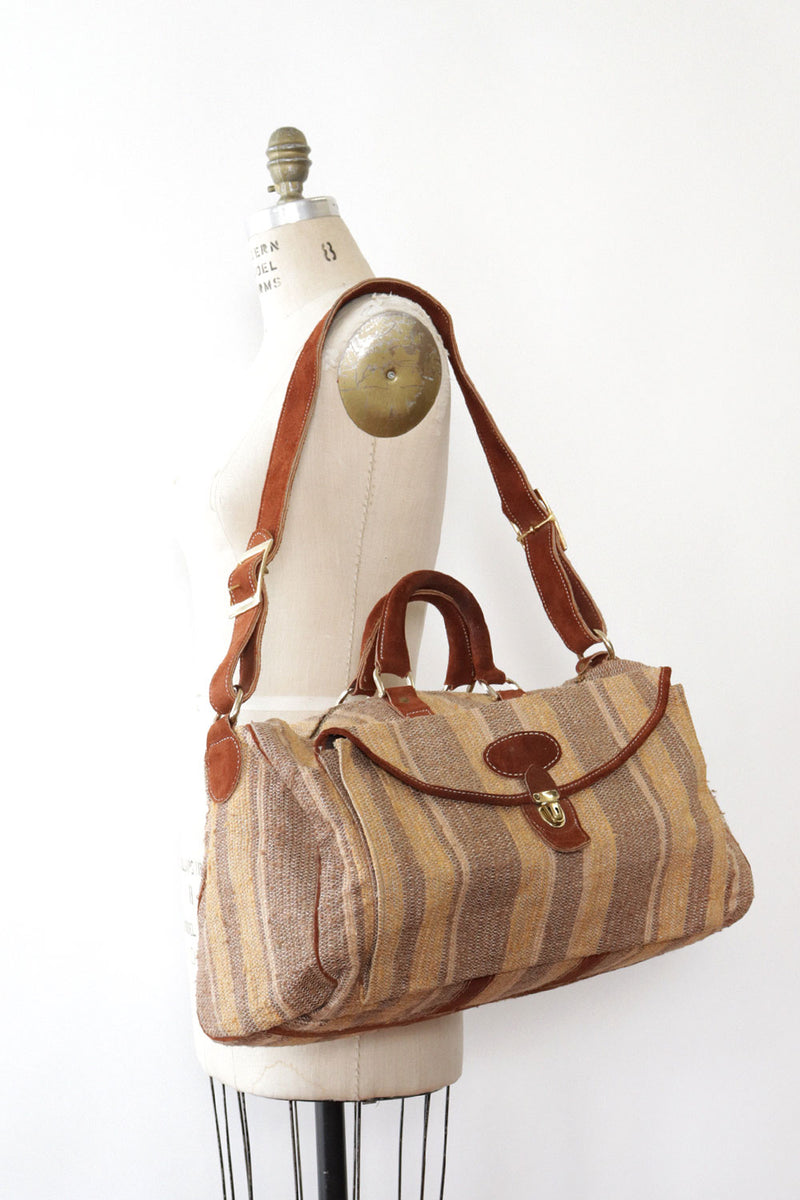 Earthy Woven Stripe Duffel Bag