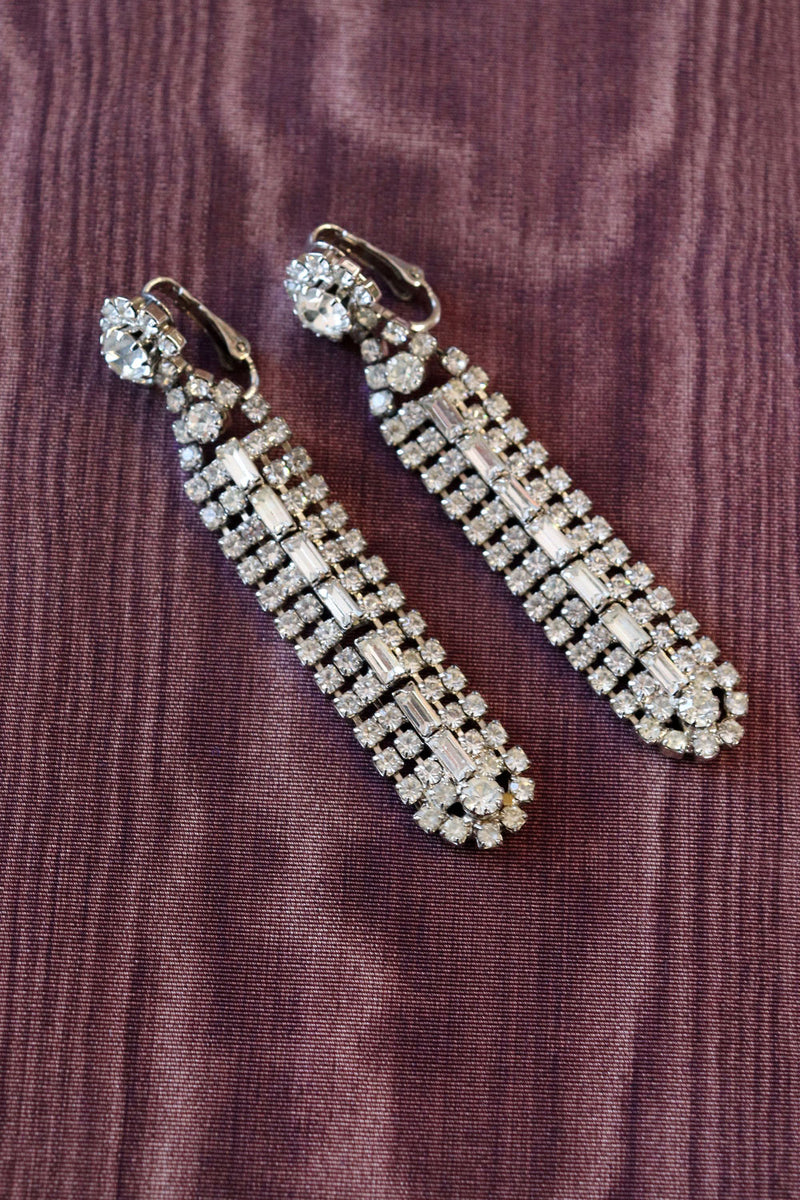 Deco Rhinestone Dangling Earrings