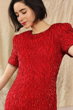 Kazar Garnet Beaded Maxi Dress S