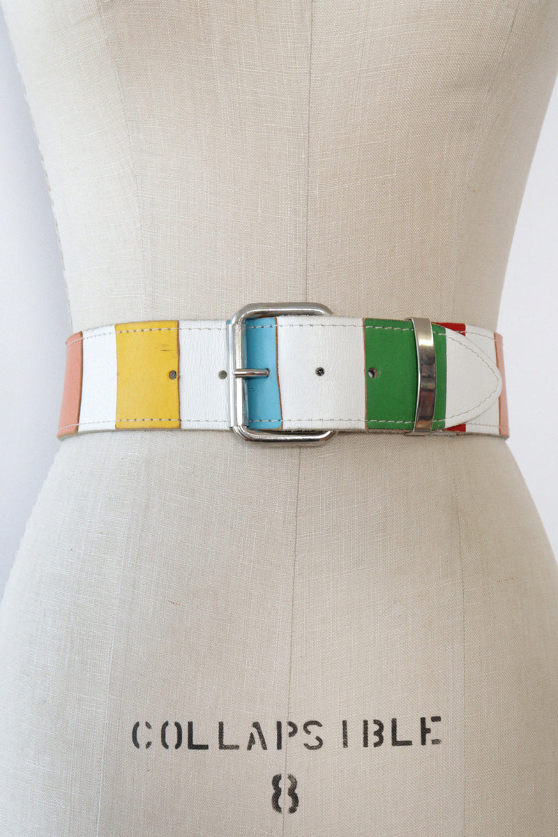 Colorblock Thick Leather Belt S/M
