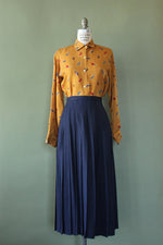 Navy Knife Pleat Midi S/M