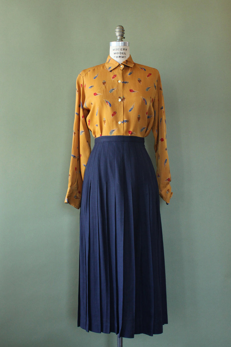 Navy Knife Pleat Midi S/M