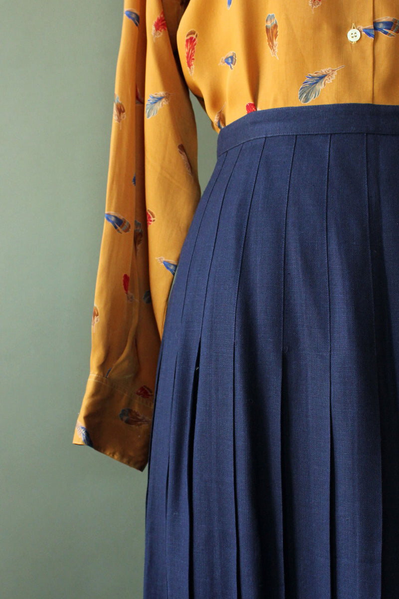 Navy Knife Pleat Midi S/M