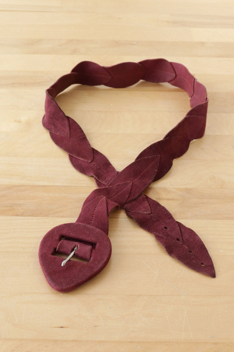 Aubergine Suede Leaf Belt M/L