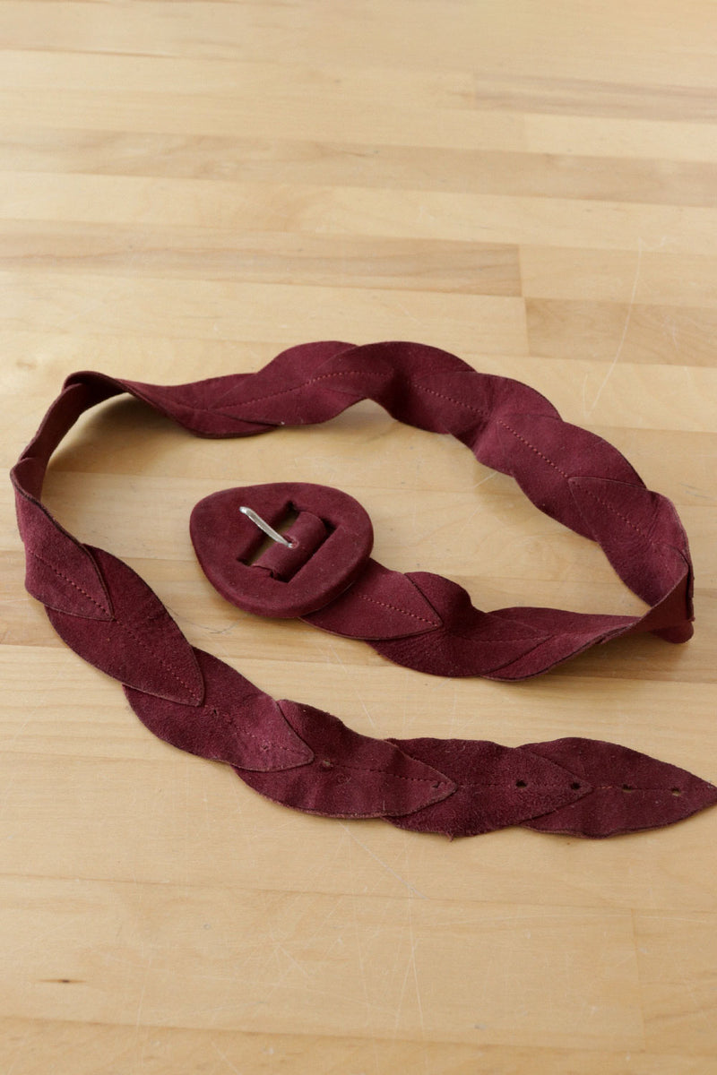 Aubergine Suede Leaf Belt M/L