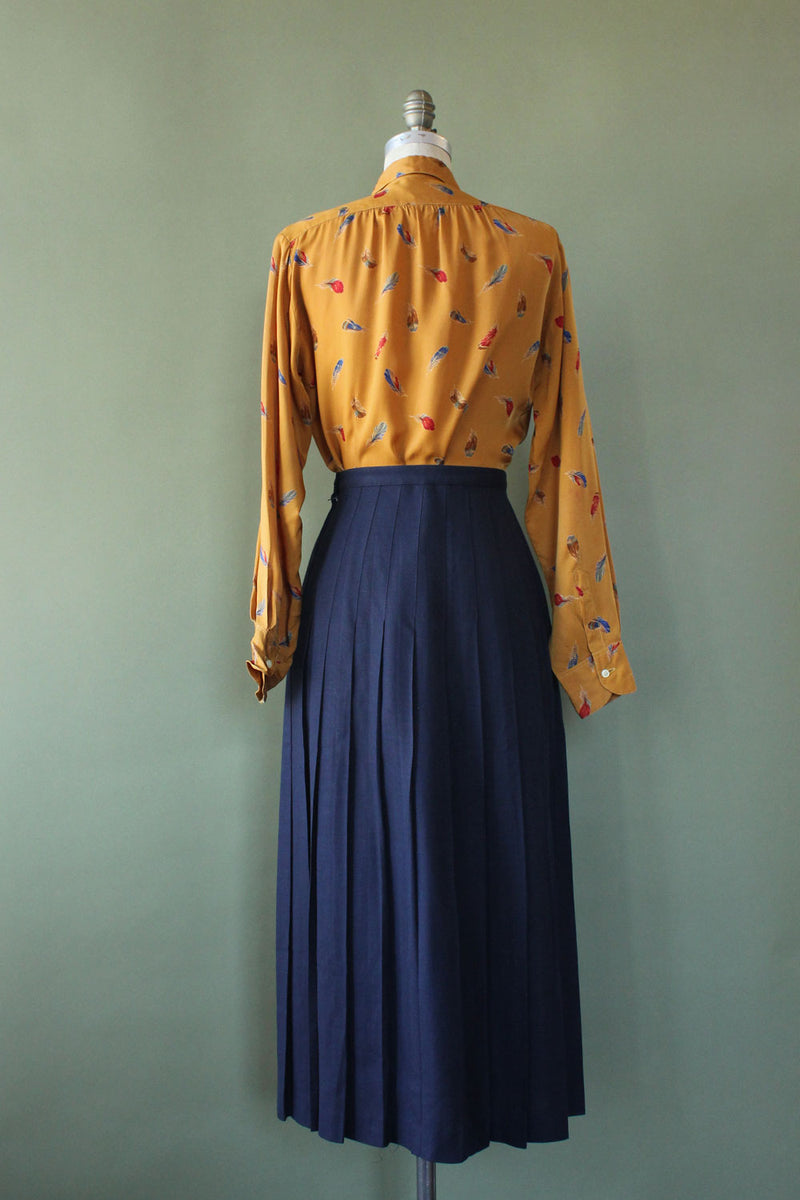 Navy Knife Pleat Midi S/M