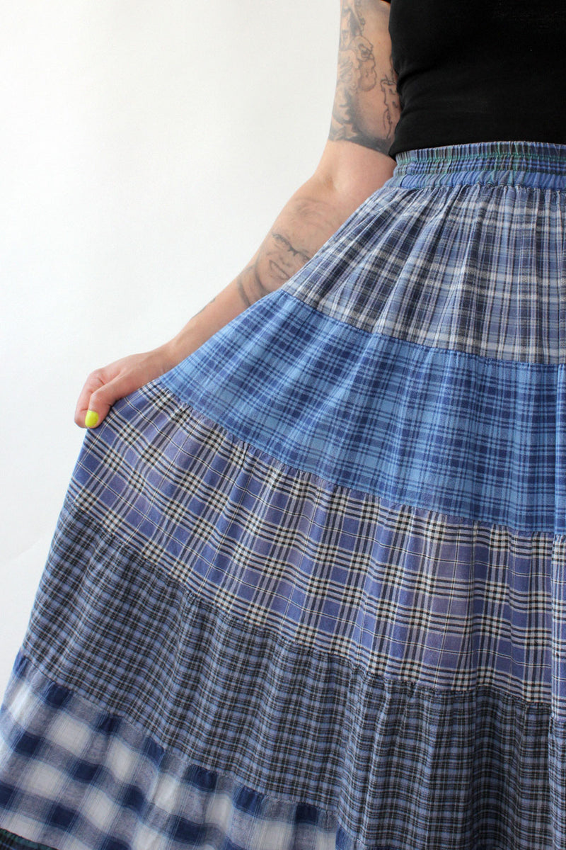 Mixed Flannel Tiered Skirt M/L