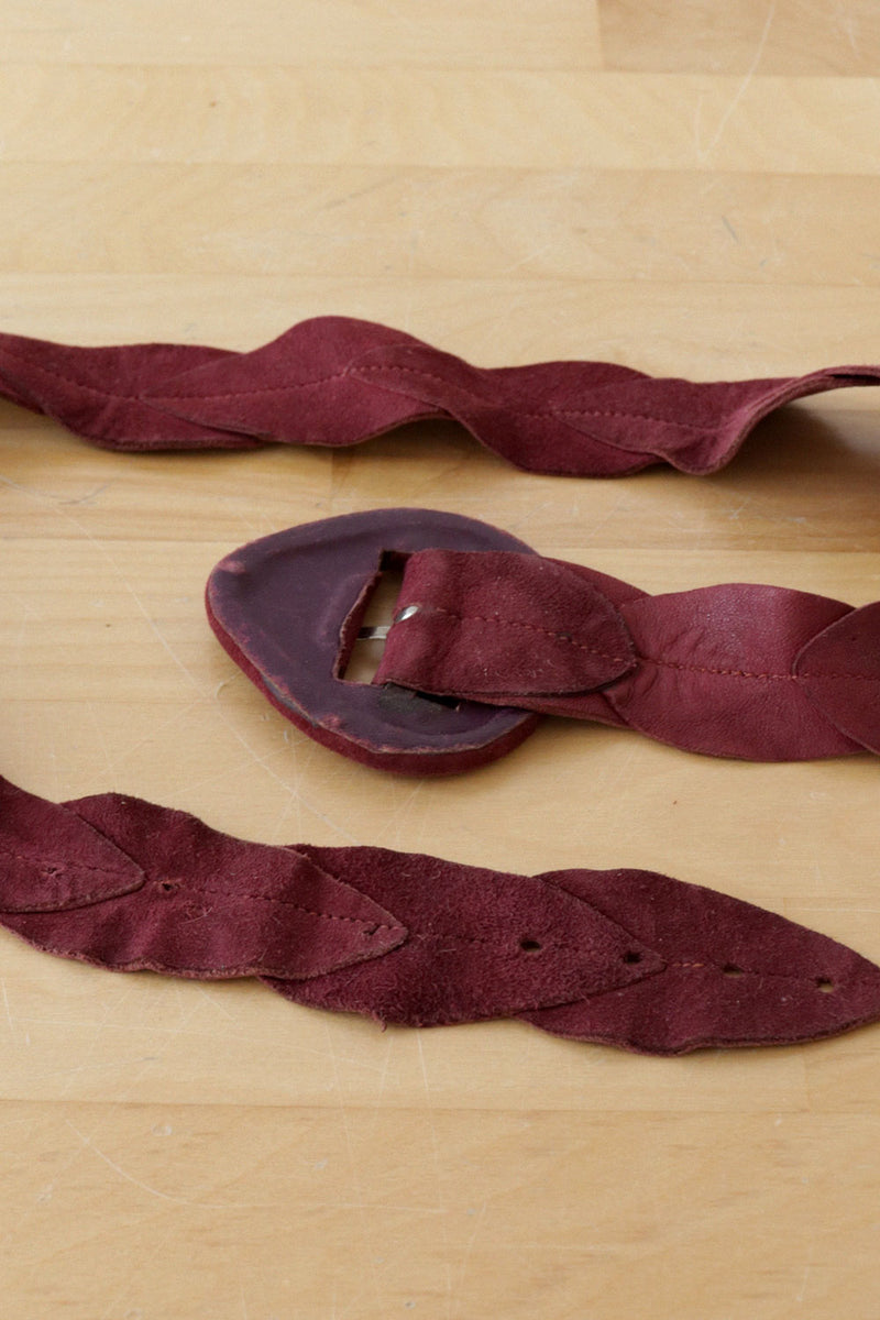 Aubergine Suede Leaf Belt M/L