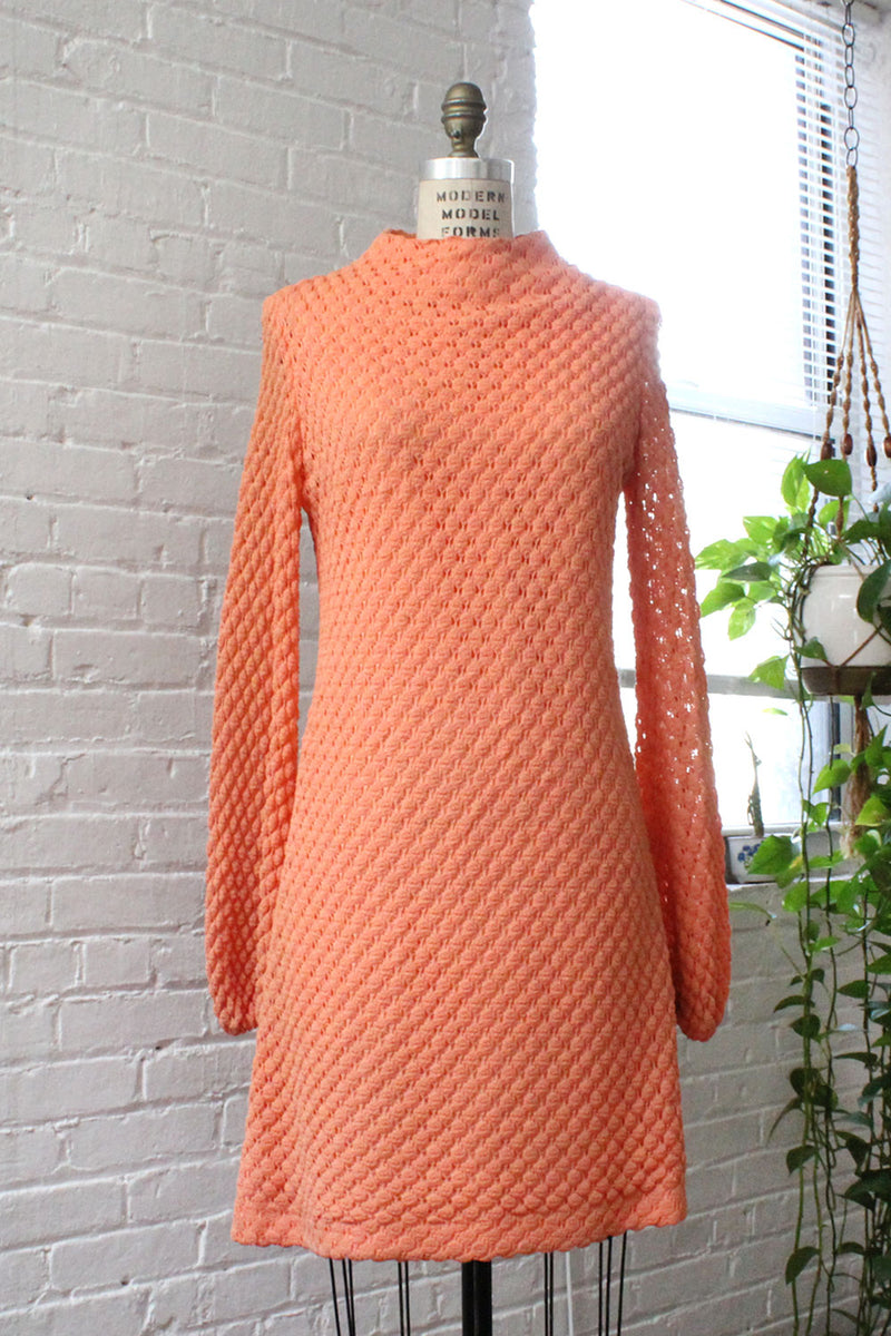 Coral Crochet Shift Dress M/L