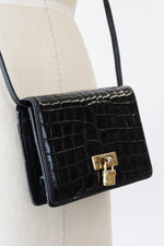 Italian Leather Lock Fob Mini-Box Bag