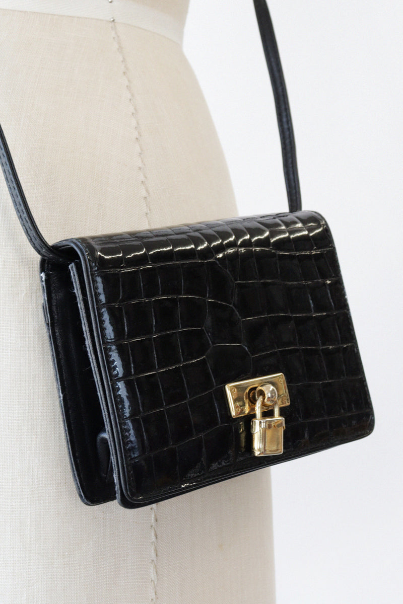 Italian Leather Lock Fob Mini-Box Bag