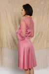 Rosé Lace Puff Dress XS