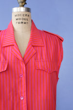Raspberry Stripe Buttondown L/XL