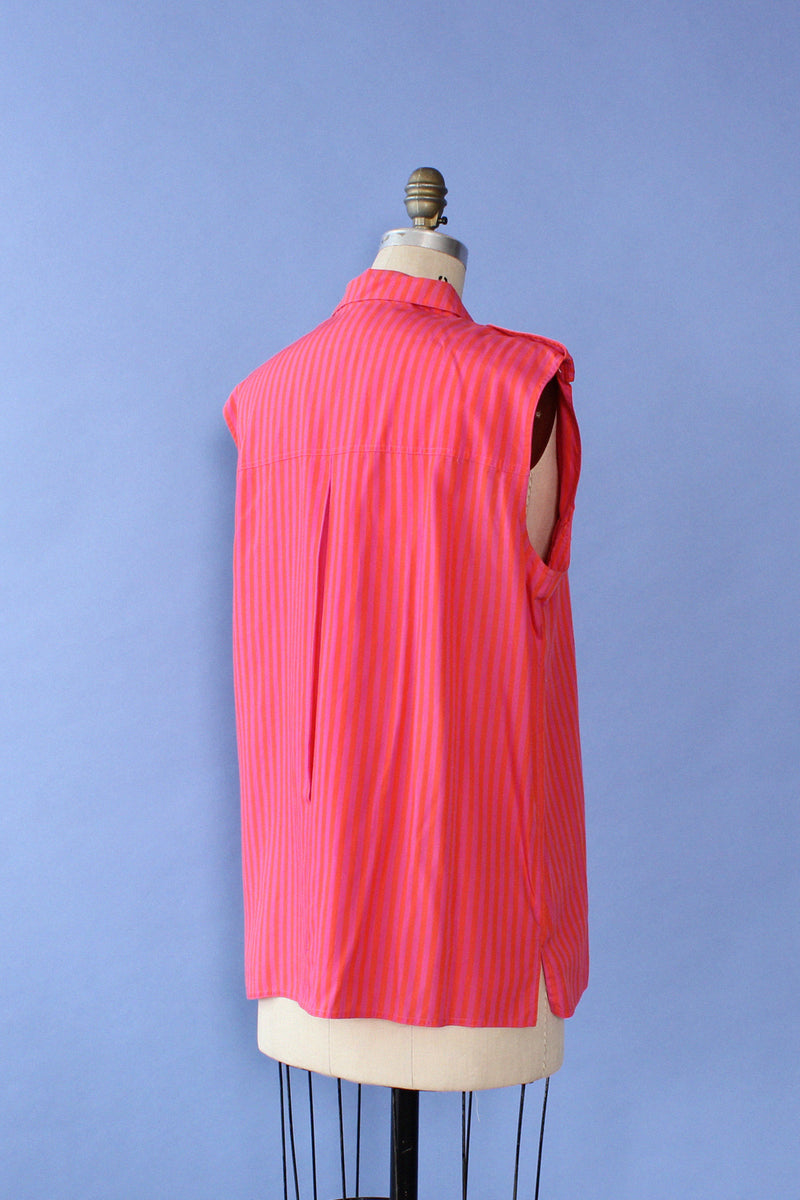 Raspberry Stripe Buttondown L/XL