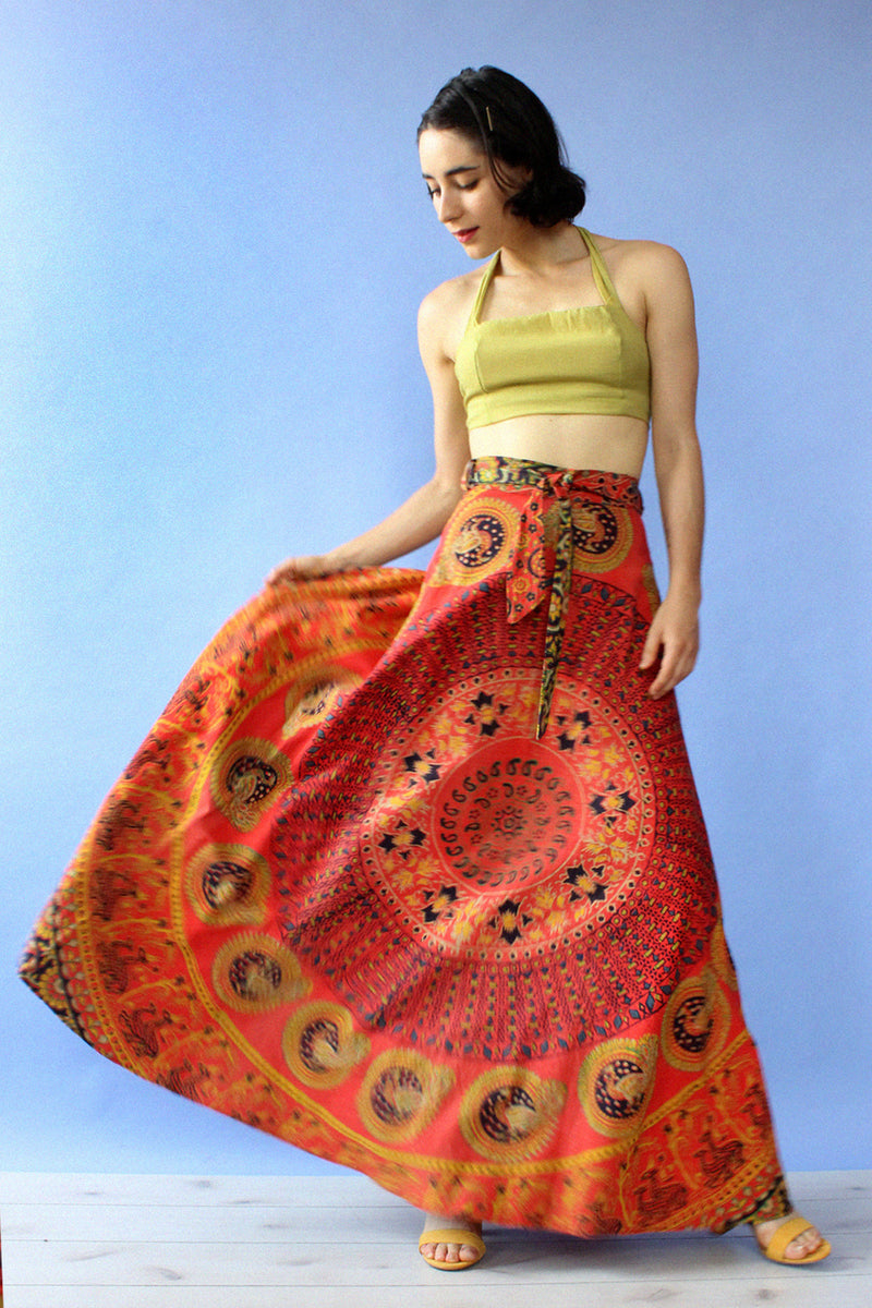 Sasha Block Print Wrap Skirt M/L