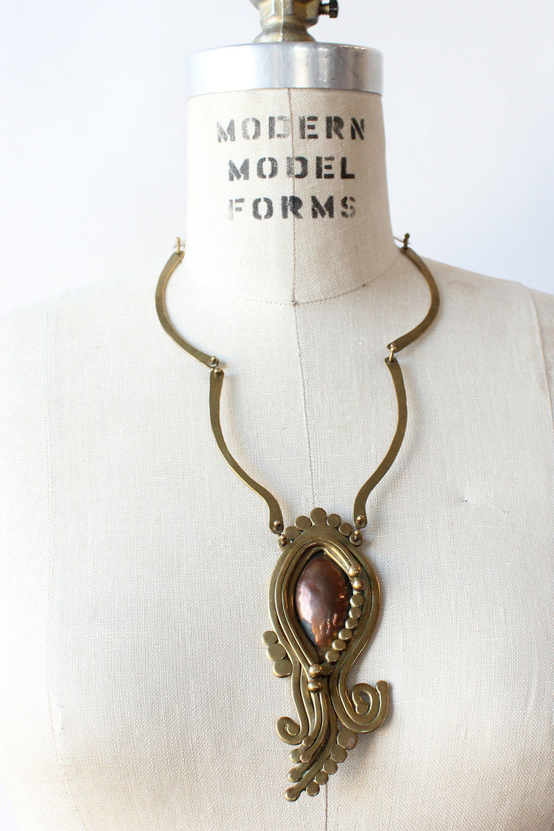 Nancy Aires Brass Hinge Statement Necklace