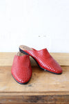Red Woven Leather Slides 6