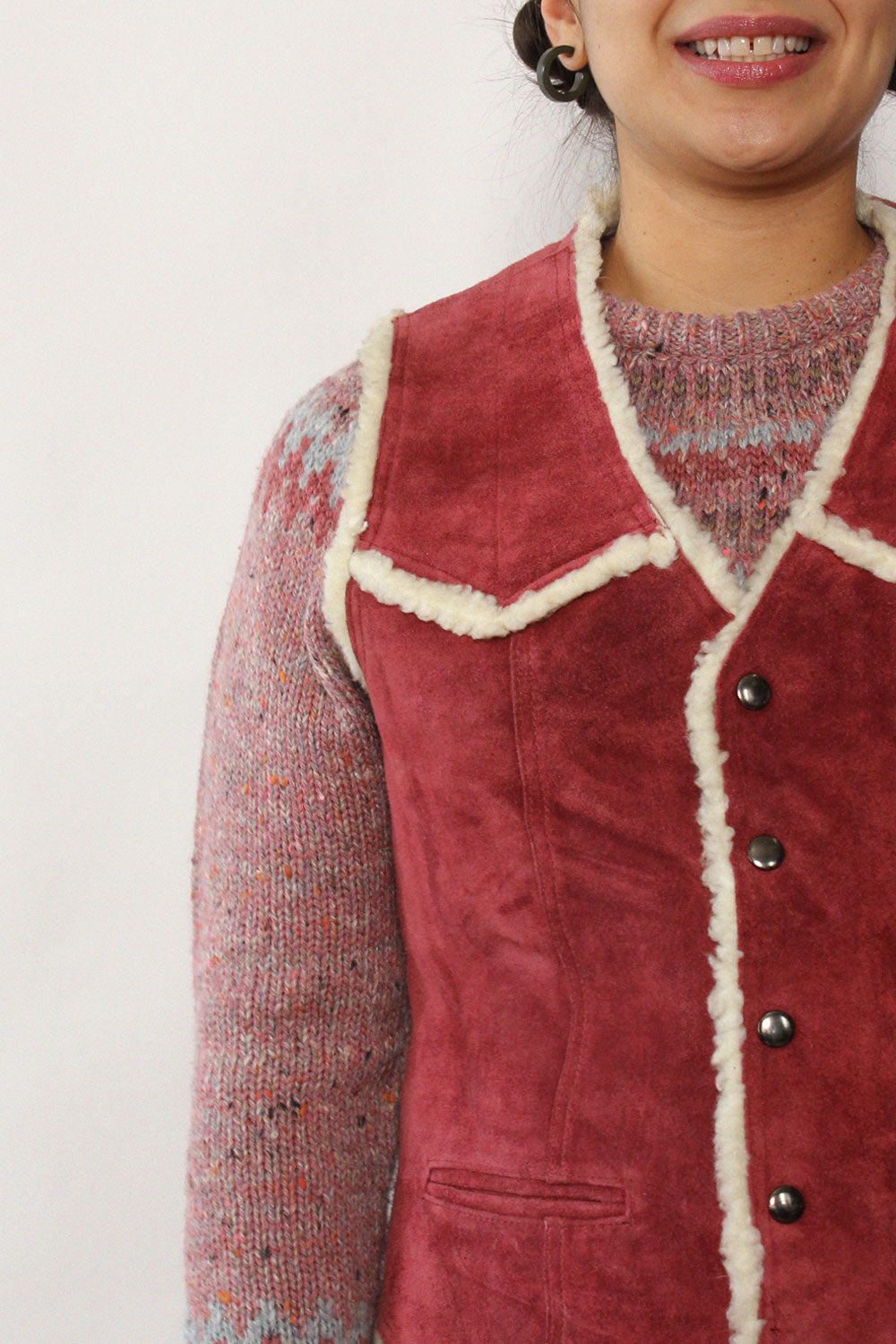 Reversible Rose Suede Fleece Vest M/L