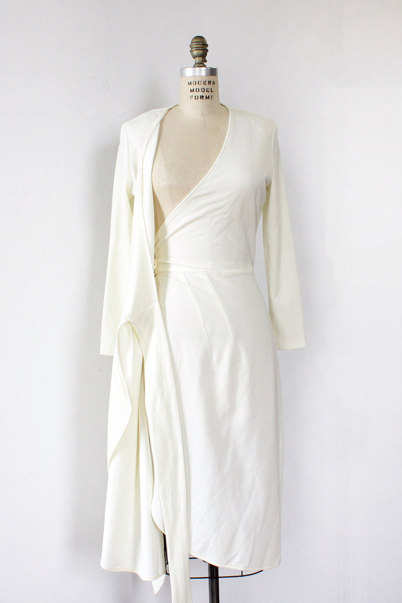 Ivory Knit Wrap Dress S/M OMNIA Ivory Knit Wrap Dress S/M OMNIA