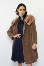 Tan Forstmann Mink Collar Coat S/M