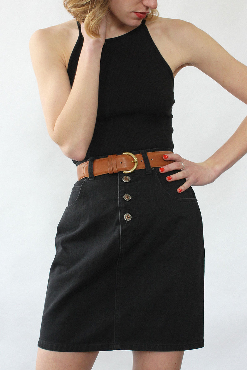 Black Denim 90s Mini Skirt S