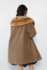 Tan Forstmann Mink Collar Coat S/M