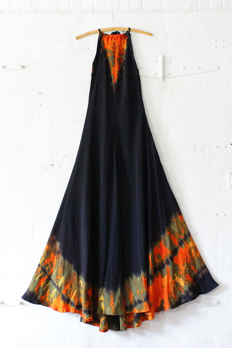 Tie Dye Sweeping Maxi Halter Dress S
