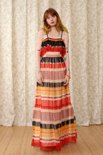 Zigzag Chiffon Ruffle Maxi S