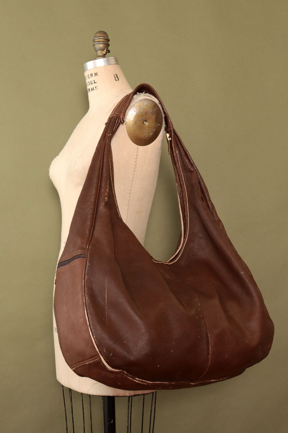 XL Circle Leather Hobo Bag