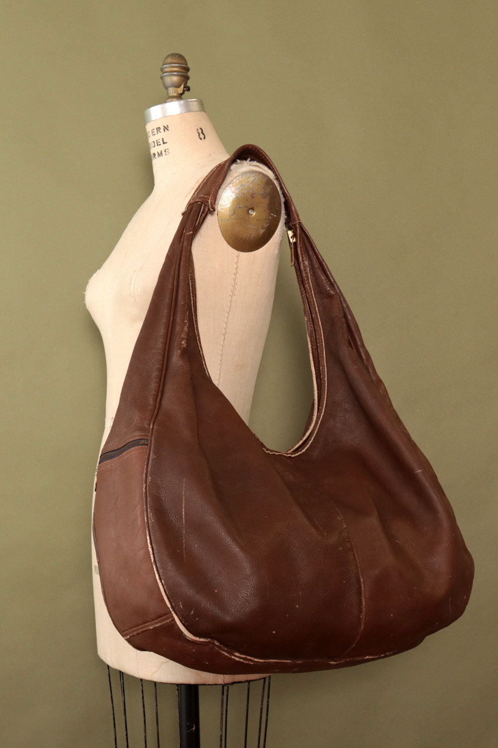 XL Circle Leather Hobo Bag