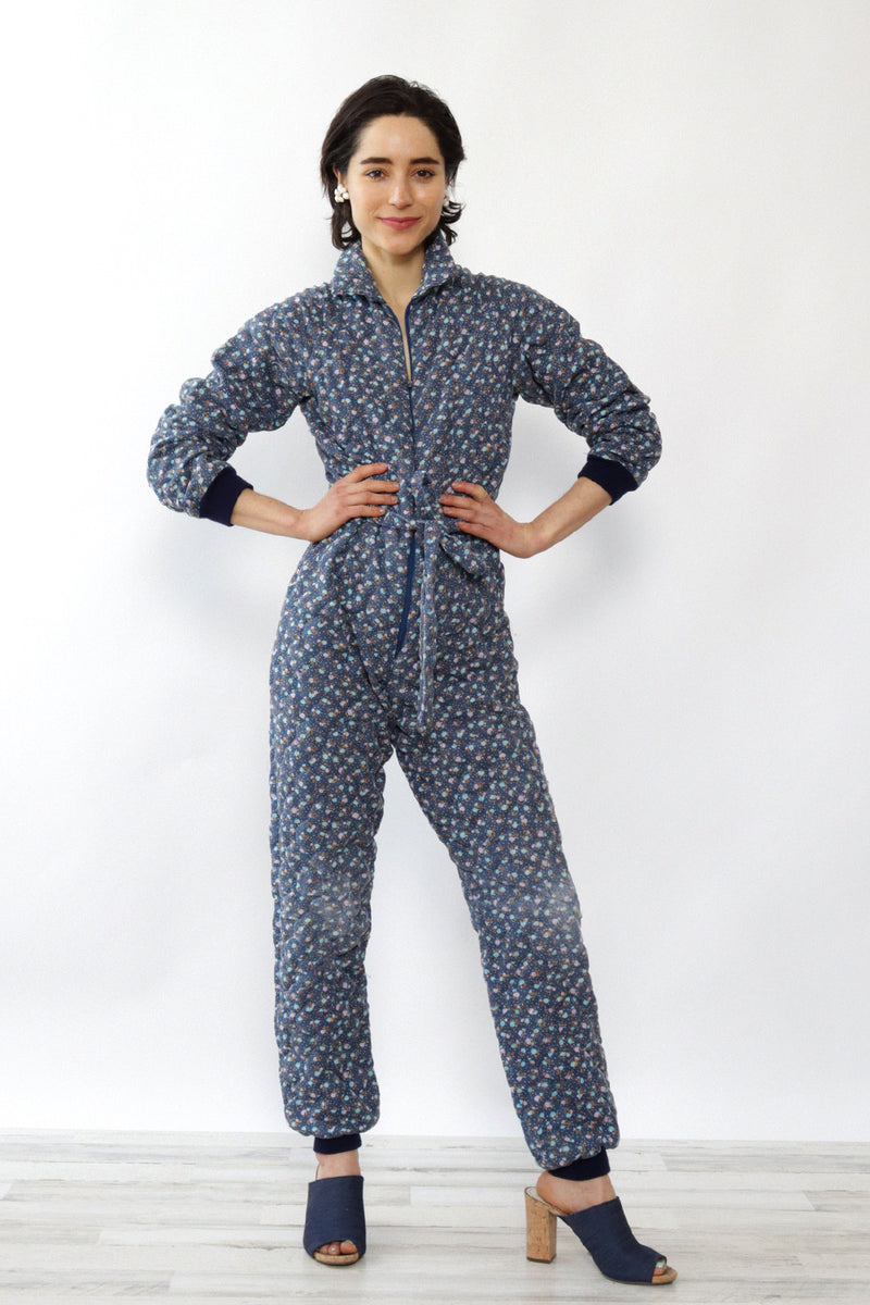 Quilted Blue Calico Jumpsuit XS/S