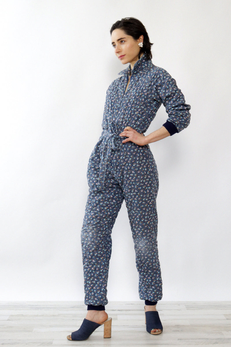 Quilted Blue Calico Jumpsuit XS/S