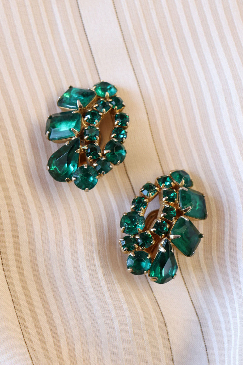 Emerald Cluster Clip-ons