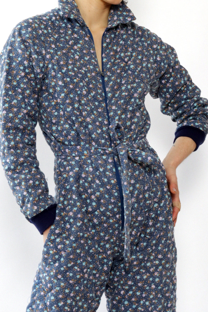 Quilted Blue Calico Jumpsuit XS/S