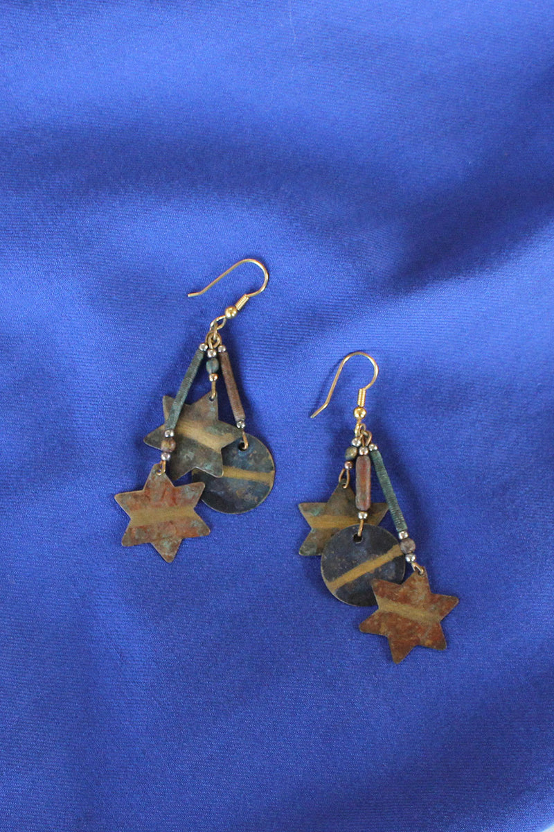 Bronzed Celestial Dangle Earrings